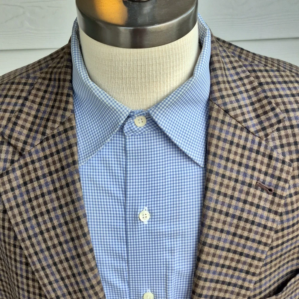 JOESEPH ABBOUD Recent Brown Blue Black Plaid Wool Sz 46 L Mens Sport Coat Blazer